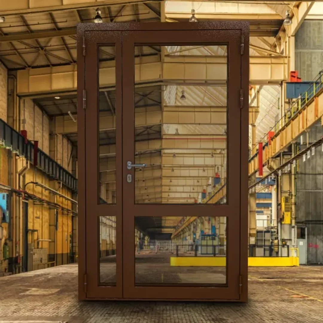 Противопожарная дверь максимального остекления ДМП-02 EIWS-60 с импостом профиль 80 мм