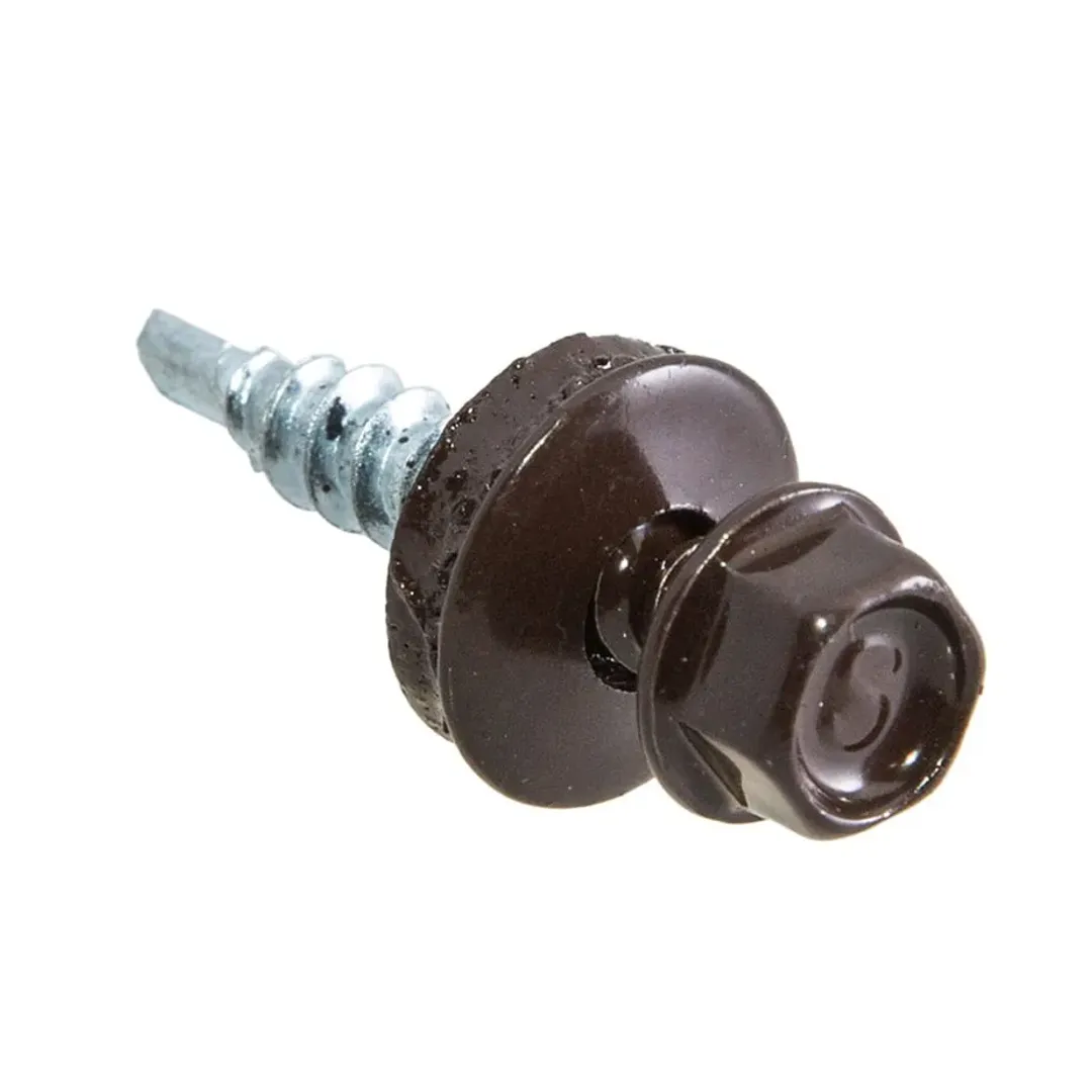 Саморезы кровельные с буром 19х5	5 мм металл-металл коричневые RAL 8017 (250 шт.)