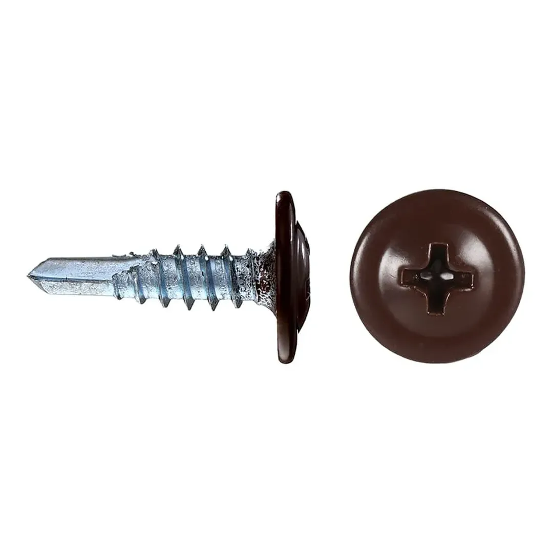 Саморезы клопы 16x4	2 мм с буром Daxmer (200 шт.) коричневый RAL 8017