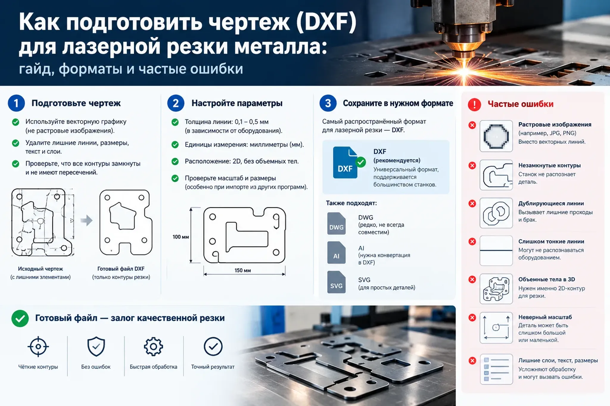 Как подготовить чертеж (DXF) для лазерной резки металла