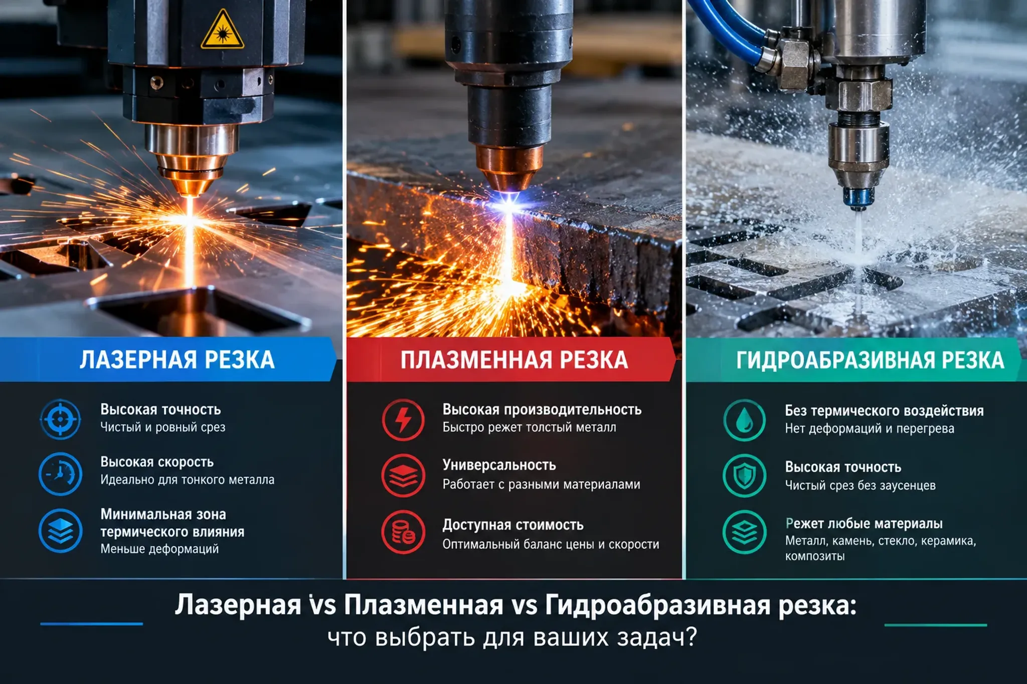 Лазерная vs плазменная vs гидроабразивная резка: что выбрать для ваших задач