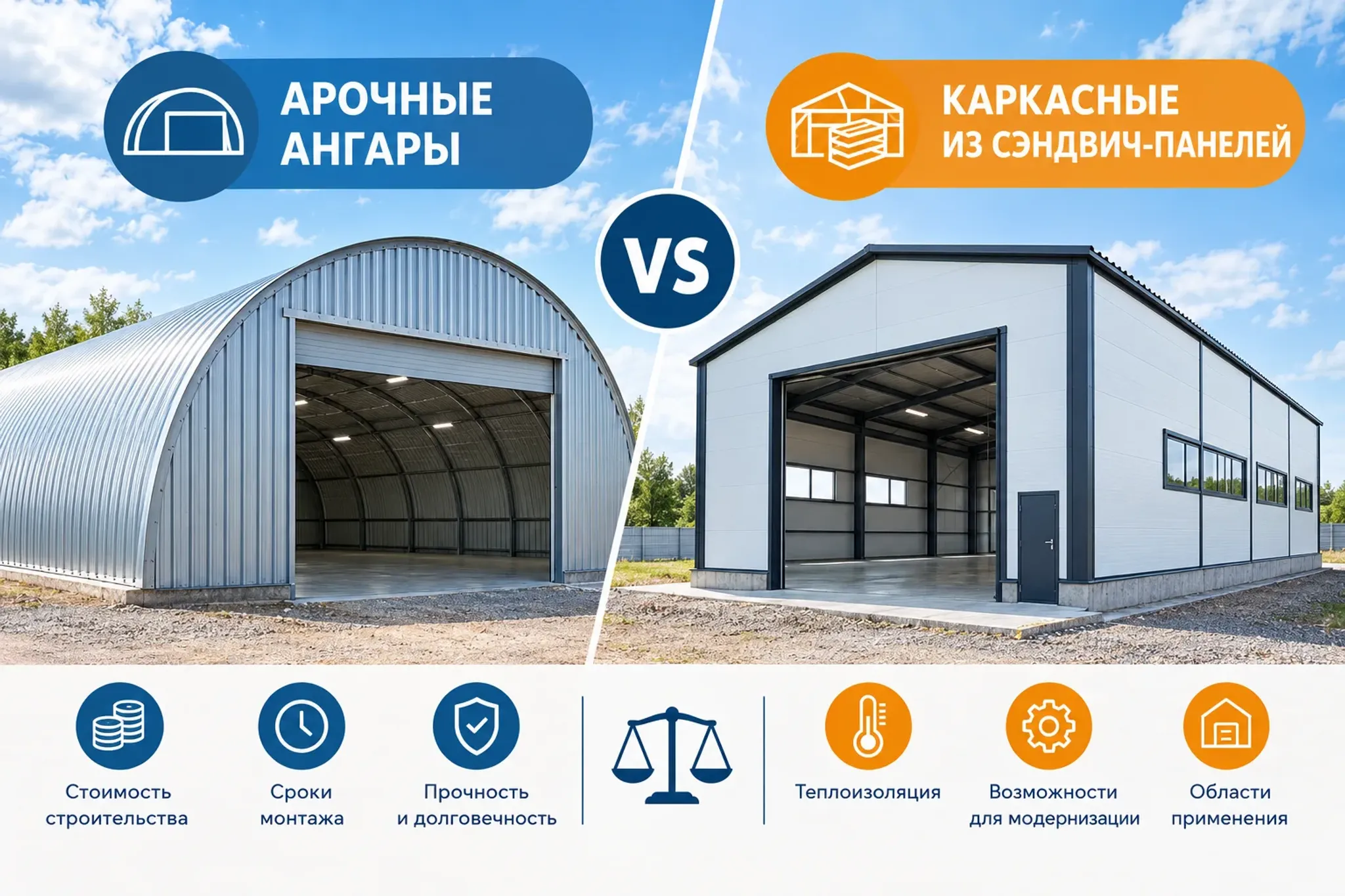 Арочные ангары vs каркасные